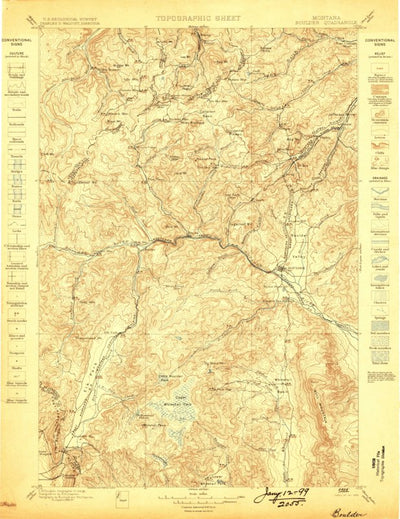 United States Geological Survey Boulder, MT (1899, 125000-Scale) digital map
