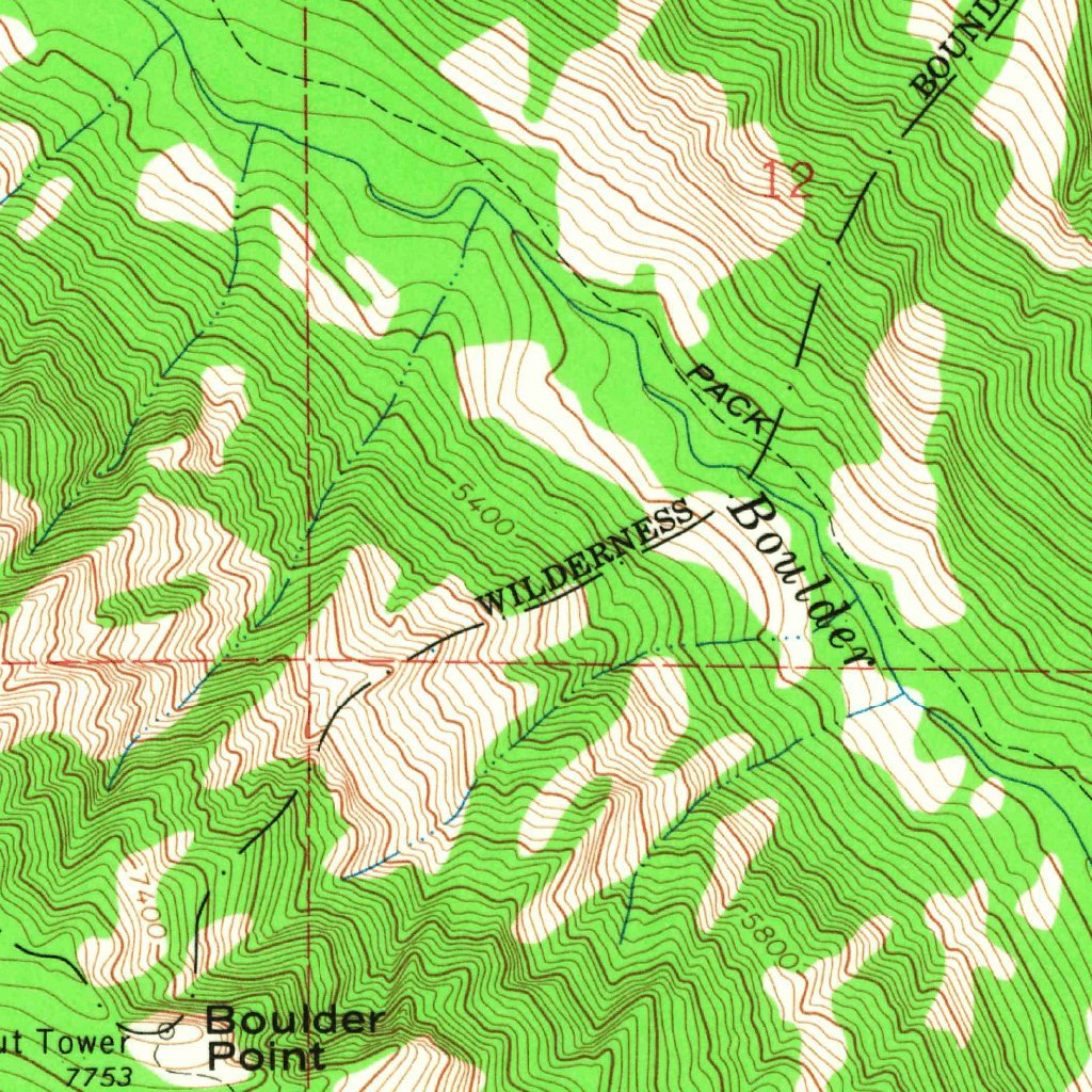 Boulder Ridge Course Map Boulder Peak, MT (1964, 24000-Scale) Map by United States Geological ...