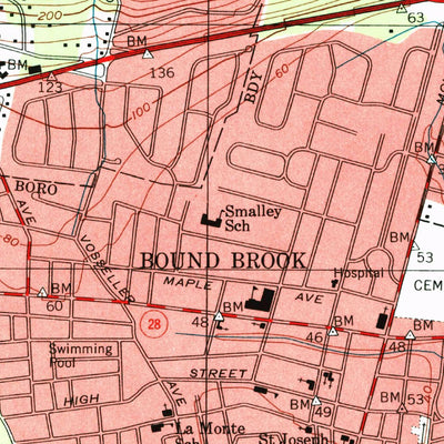 United States Geological Survey Bound Brook, NJ (1995, 24000-Scale) digital map
