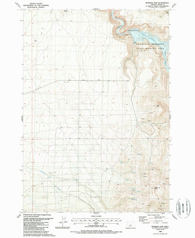 United States Geological Survey Bowman Dam, OR (1988, 24000-Scale) digital map