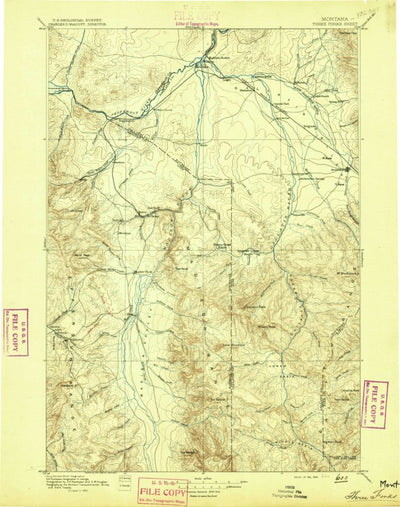 United States Geological Survey Bozeman W, MT-WY (1895, 250000-Scale) digital map