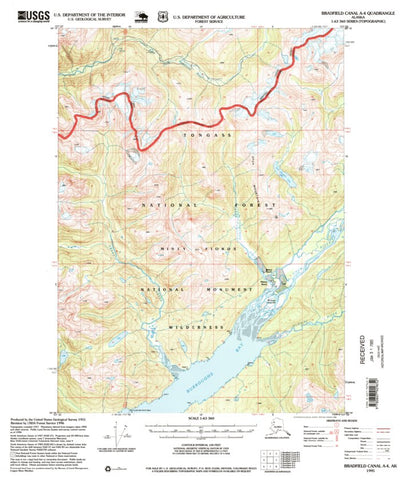 United States Geological Survey Bradfield Canal A-4, AK (1995, 63360-Scale) digital map