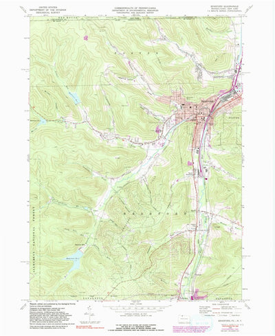 United States Geological Survey Bradford, PA-NY (1969, 24000-Scale) digital map