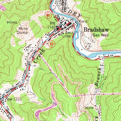 United States Geological Survey Bradshaw, WV-VA (1964, 24000-Scale) digital map