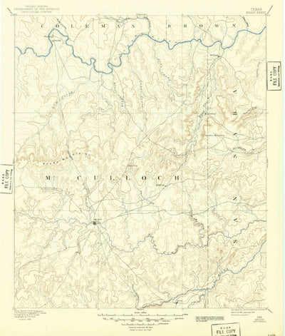 United States Geological Survey Brady, TX (1894, 125000-Scale) digital map
