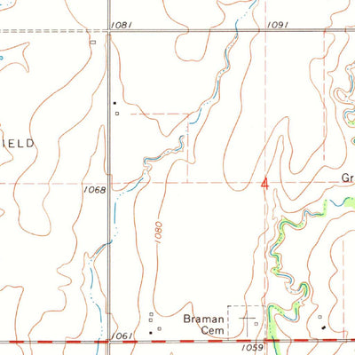 United States Geological Survey Braman, OK-KS (1967, 24000-Scale) digital map