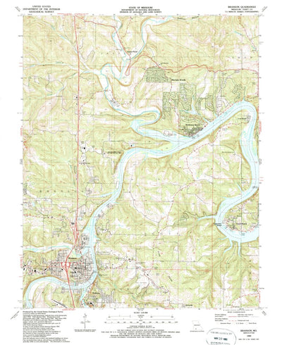 United States Geological Survey Branson, MO (1989, 24000-Scale) digital map