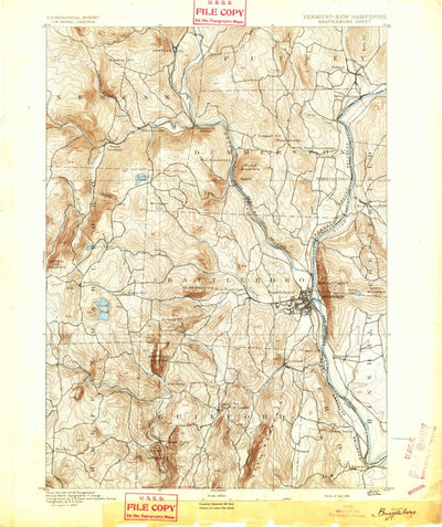 United States Geological Survey Brattleboro, VT-NH (1893, 62500-Scale) digital map