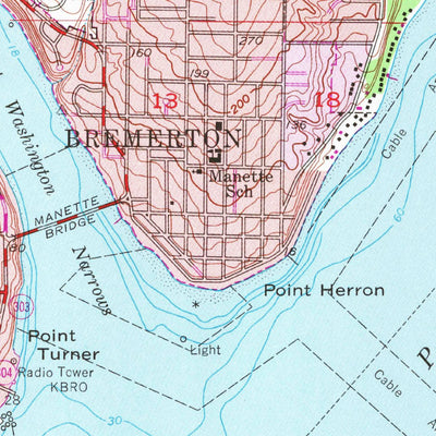 United States Geological Survey Bremerton East, WA (1953, 24000-Scale) digital map