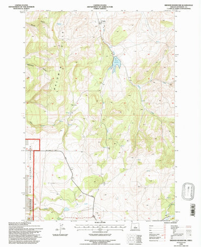 United States Geological Survey Brewer Reservoir, OR (1992, 24000-Scale) digital map