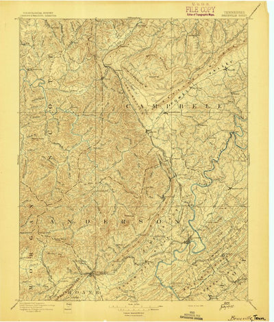 United States Geological Survey Briceville, TN (1895, 125000-Scale) digital map
