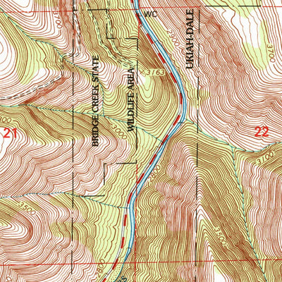 United States Geological Survey Bridge Creek, OR (1995, 24000-Scale) digital map