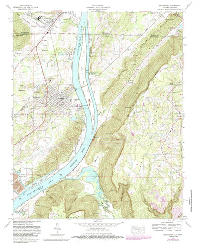 United States Geological Survey Bridgeport, AL-TN (1974, 24000-Scale) digital map