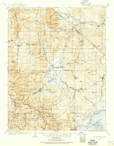United States Geological Survey Bridgeport, CA-NV (1909, 125000-Scale) digital map