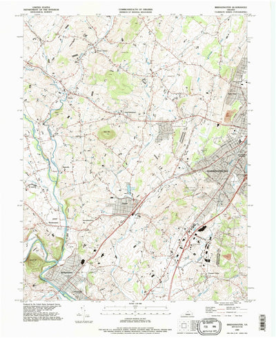 United States Geological Survey Bridgewater, VA (1989, 24000-Scale) digital map