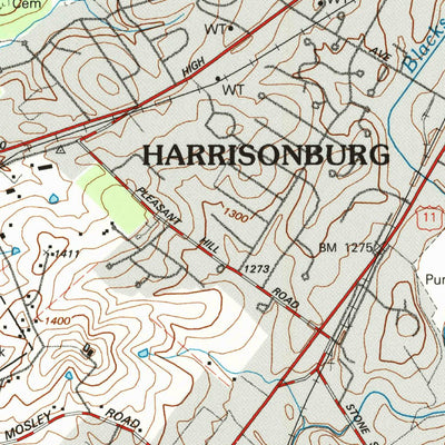 United States Geological Survey Bridgewater, VA (1989, 24000-Scale) digital map