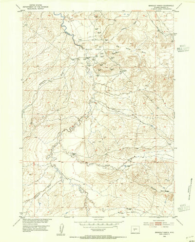 United States Geological Survey Bringolf Ranch, WY (1953, 24000-Scale) digital map