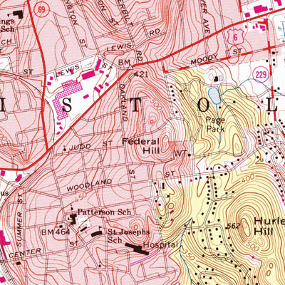 United States Geological Survey Bristol, CT (1966, 24000-Scale) digital map