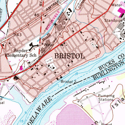 United States Geological Survey Bristol, PA-NJ (1955, 24000-Scale) digital map
