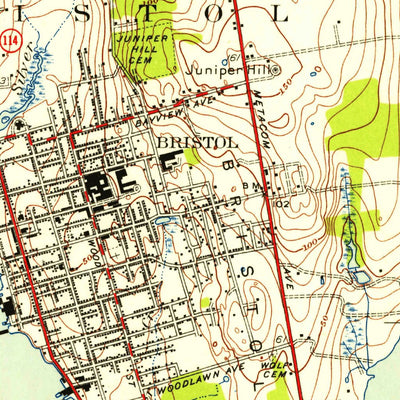 United States Geological Survey Bristol, RI-MA (1939, 31680-Scale) digital map