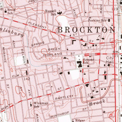 United States Geological Survey Brockton, MA (1975, 24000-Scale) digital map