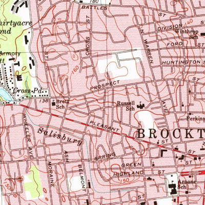 United States Geological Survey Brockton, MA (1975, 25000-Scale) digital map