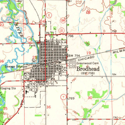 United States Geological Survey Brodhead, WI-IL (1962, 62500-Scale) digital map
