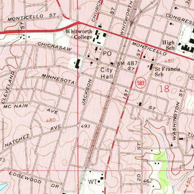 United States Geological Survey Brookhaven, MS (1972, 24000-Scale) digital map