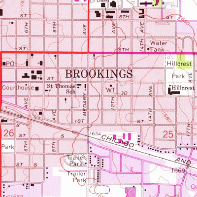 United States Geological Survey Brookings, SD (1964, 24000-Scale) digital map