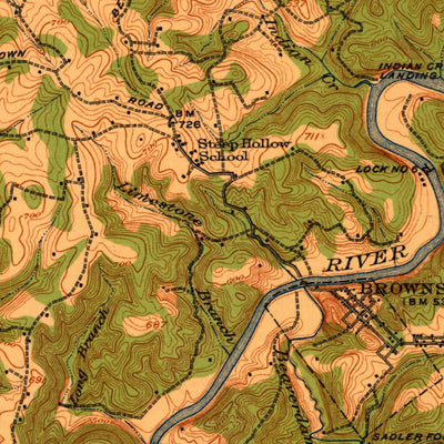 United States Geological Survey Brownsville, KY (1922, 62500-Scale) digital map