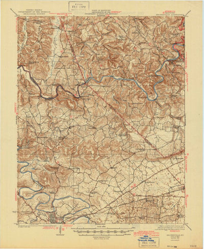 United States Geological Survey Brownsville, KY (1923, 62500-Scale) digital map