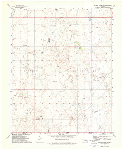 United States Geological Survey Bryans Corner SW, OK (1973, 24000-Scale) digital map