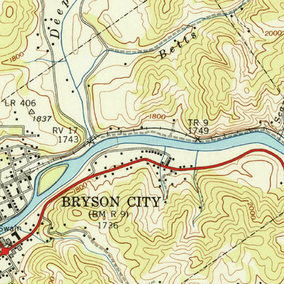 United States Geological Survey Bryson City, NC (1940, 24000-Scale) digital map