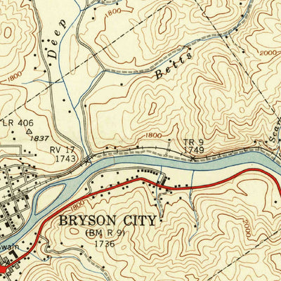 United States Geological Survey Bryson City, NC (1941, 24000-Scale) digital map