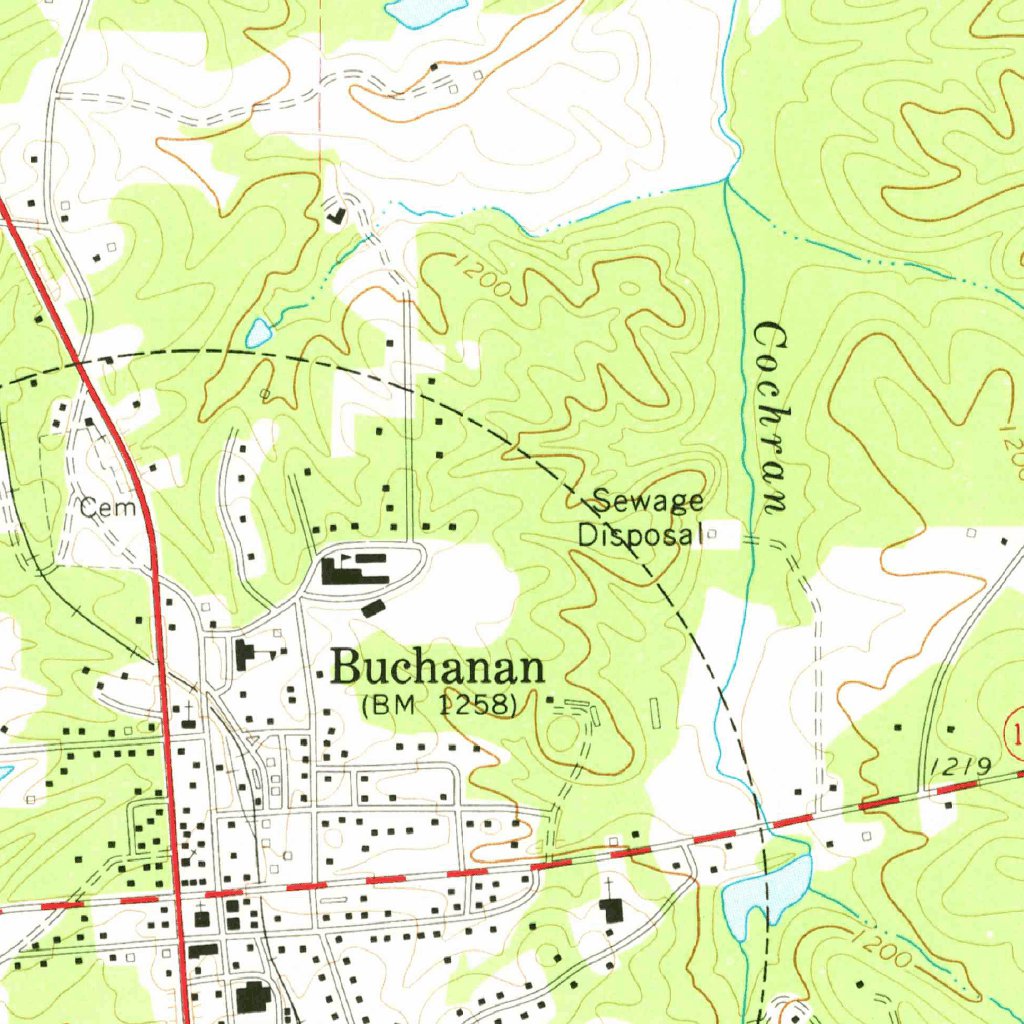 Buchanan Map Buchanan, GA (1973, 24000-Scale) Map by United States Geological Survey ...