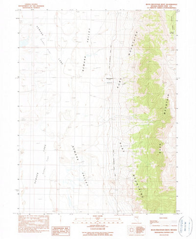 United States Geological Survey Buck Mountain West, NV (1990, 24000-Scale) digital map
