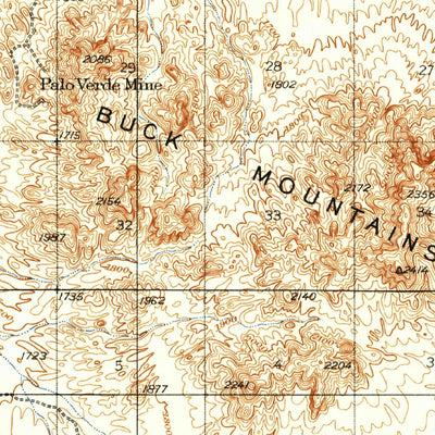 United States Geological Survey Buck Mountains, AZ (1929, 62500-Scale) digital map