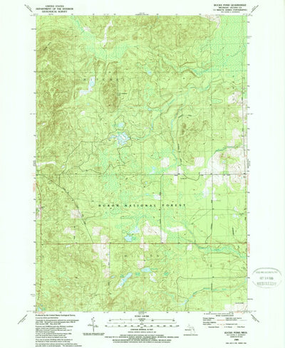 United States Geological Survey Bucks Pond, MI (1989, 24000-Scale) digital map