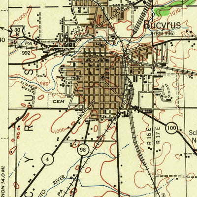 United States Geological Survey Bucyrus, OH (1943, 62500-Scale) digital map