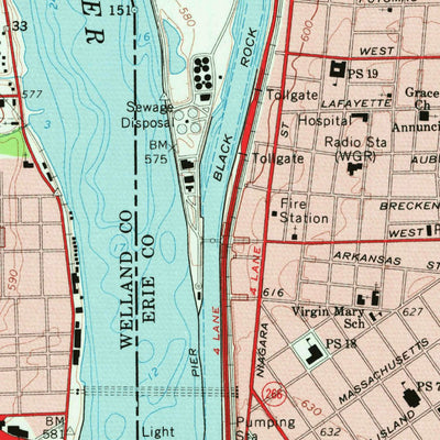 United States Geological Survey Buffalo NW, NY (1965, 24000-Scale) digital map