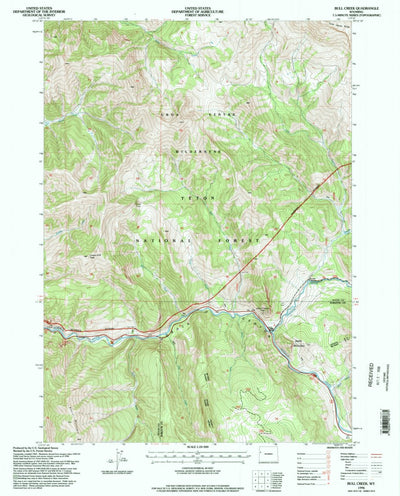 United States Geological Survey Bull Creek, WY (1996, 24000-Scale) digital map