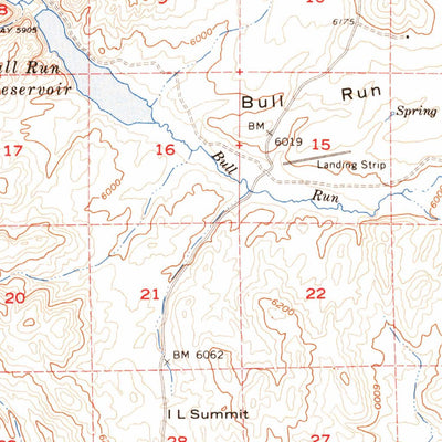 United States Geological Survey Bull Run, NV (1956, 62500-Scale) digital map