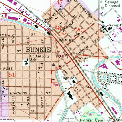 United States Geological Survey Bunkie, LA (1965, 24000-Scale) digital map