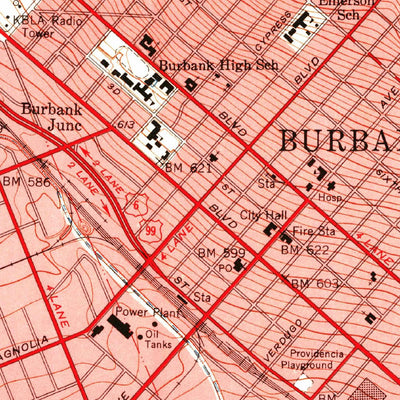 United States Geological Survey Burbank, CA (1953, 24000-Scale) digital map