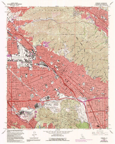 United States Geological Survey Burbank, CA (1966, 24000-Scale) digital map
