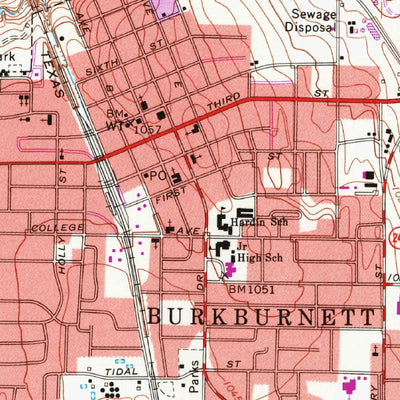 United States Geological Survey Burkburnett, TX-OK (1972, 24000-Scale) digital map