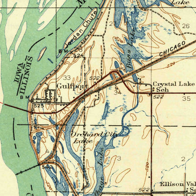 United States Geological Survey Burlington, IA-IL (1940, 62500-Scale) digital map