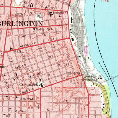 United States Geological Survey Burlington, IA-IL (1964, 24000-Scale) digital map
