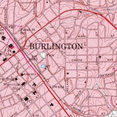 United States Geological Survey Burlington, NC (1969, 24000-Scale) digital map