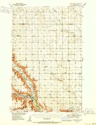 United States Geological Survey Burlington, ND (1951, 62500-Scale) digital map